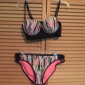 Colorful Swimsuit with mesh side detail